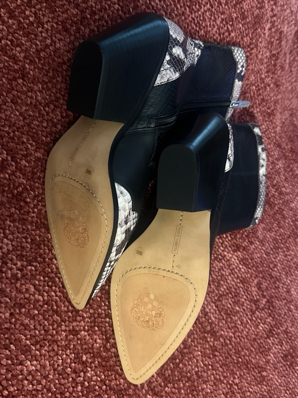 Vince Camuto Leather & Snake Embossed Western Boots - Picture 7 of 10